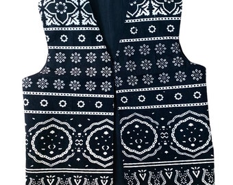 Buy Sindhi Ajrak Block-printed Cotton Waistcoat: Pakistani Unisex