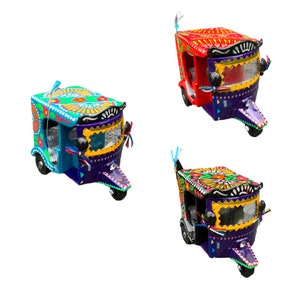 Decorative Model Miniature Hand-painted Truck Art Style Auto Rickshaw Tuk Tuk Ornament | Home Decor(Random colour)