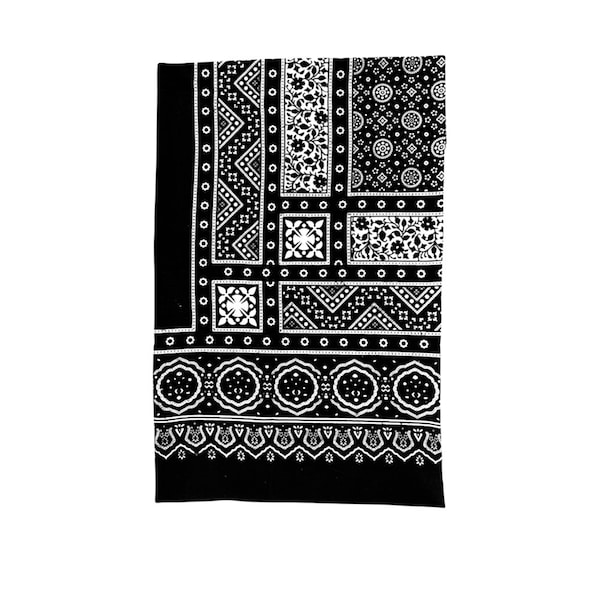 Cotton Block-printed Black Pakistani Sindhi Ajrak Neck Wrap / Scarf / Shawl Unisex | Gift Box Option