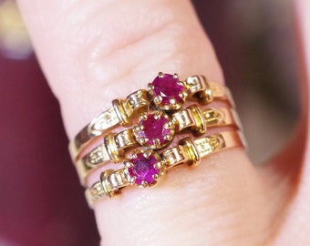 Victorian belt ruby ring in rose gold 18 karats ruby ring, antique belt ring, round cut rubies, victorian jewellery | Maison Mohs