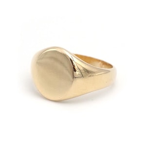 Vintage signet ring blank ring in 18k gold, pre-owned jewelry, french gold, pinky ring, unengraved | Maison Mohs