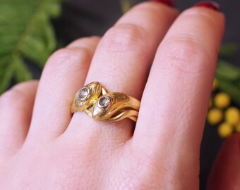 アクセサリー vintage 9ct gold double head snake ring Vintage Double Headed Snake Ring in 18k Yellow Gold