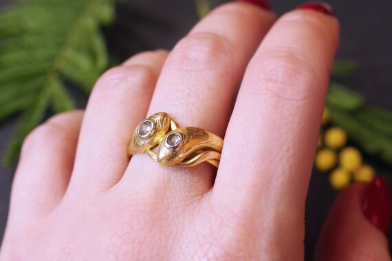 Victorian double snake ring in yellow gold 18 kar… - image 8