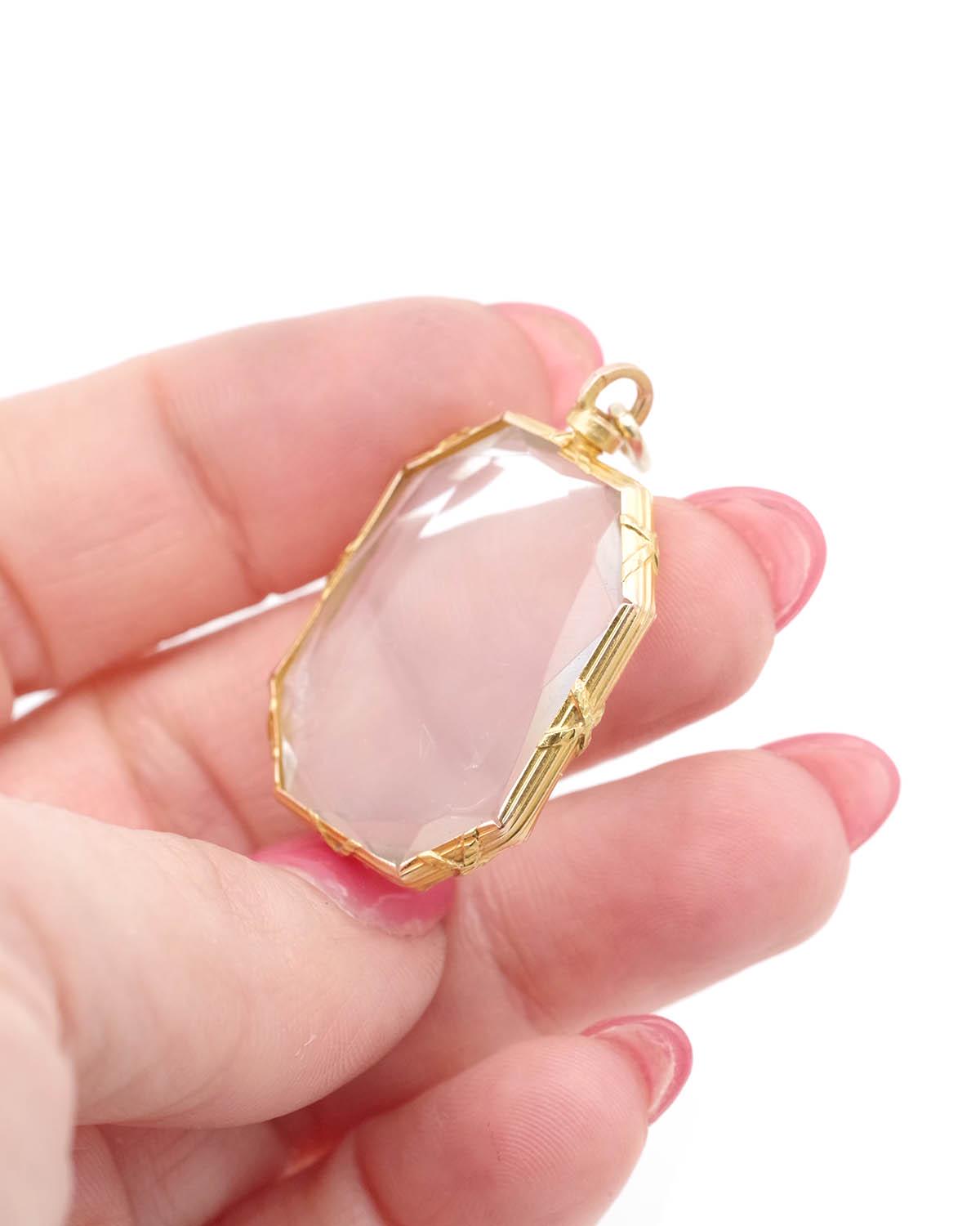 Pendentif Porte-photo Octogonal En Or 18k - Bijou Ancien, Sentimental, Occasion à Restaurer