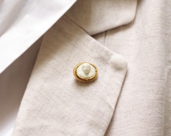 ヴィンテージ イタリア製 585（K14）シェルカメオ カフス カフリンクス