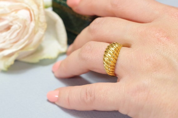 el plastico Fábula Leeds Anillo de oro de segunda mano anillo de gadroon ondulado - Etsy México