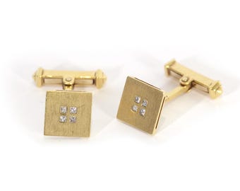 Boutons De Manchette Anciens En Or 14k - Doré Et Argenté - Occasion - Réf 885-3