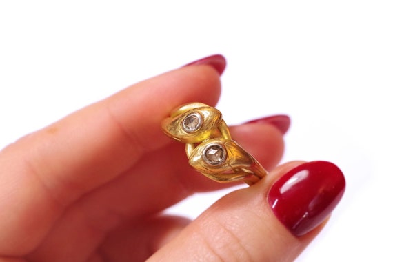 Victorian double snake ring in yellow gold 18 kar… - image 1