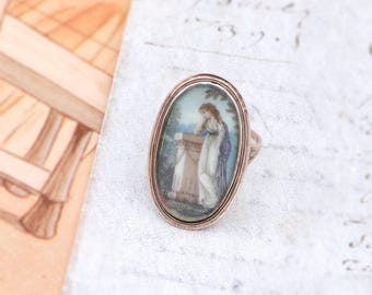 Georgian miniature mourning ring in low gold (bas titre), memorial ring, sentimental ring | Maison Mohs