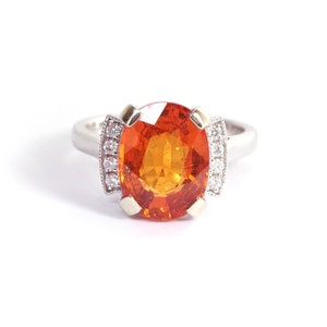 Mandarin Granat Ring in Weißgold 750er, oranger Granat Spessartit, Vintage Ring, oranger Granat | Maison Mohs