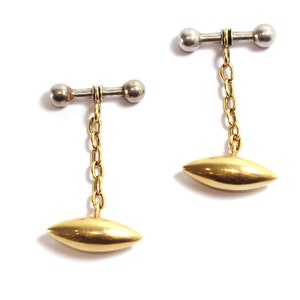 Vintage goldene Manschettenknöpfe in Gelb- und Weißgold 14k, Schmuck für Männer, Hochzeit, Geburtstagsschmuck, antike Manschettenknöpfe | Maison Mohs