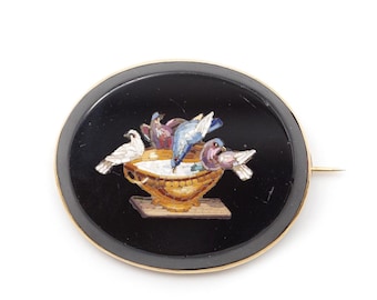 プリニウスの鳩 マイクロモザイクブローチ 18K ゴールド フランス