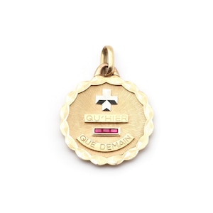 Medalla Augis Love más que ayer, símbolo de amor francés de 18k, gran medalla Augis, colgante vintage / Maison Mohs