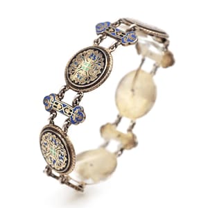 Enamel Victorian silver bracelet 800, cloisonné enamel, gilted silver, victorian bracelet, antique jewelry | Maison Mohs