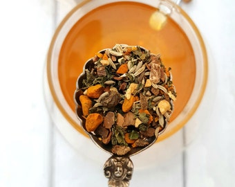 Turmeric Herbal Tea Blend: Organic Spiced Chai, Wellness Tea (150g)