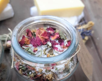 500g | Full moon and New moon herbal bath salt | Himalayan salt | Dead sea salt | Marigold | Mugwort | Rose | Lavender | Wicca | Goddess