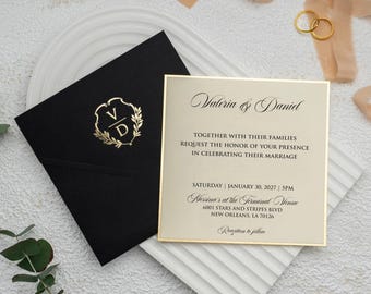Elegant Wedding Invitation Set, Custom Printed Wedding Invitation Suite