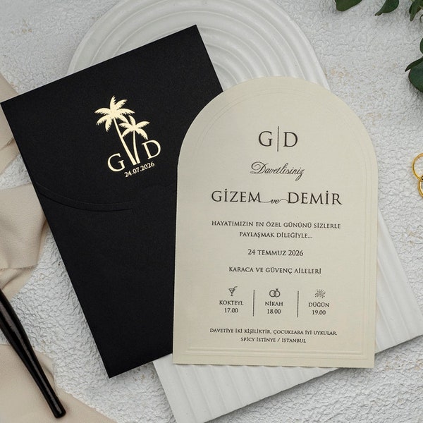 Embossed Palm Invitation Etsy