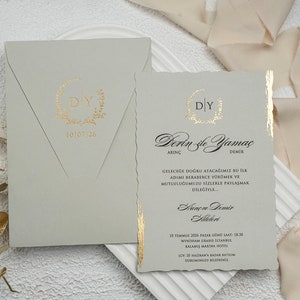 Goldfolien-Hochzeitseinladung, Hochzeitseinladung, Hochzeitskarte, Goldfolien-Randrahmen