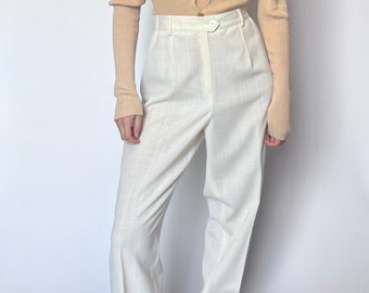 Cream Wool Trousers | Etsy Ireland