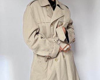 Vintage Crème 'Fourrure' Doublé Trench S/M/L, Camel Trench Coat, White Trench Coat, Winter Trench Coat