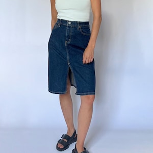 90s Ralph Lauren Knee Length Denim Skirt 30 S/M image 1