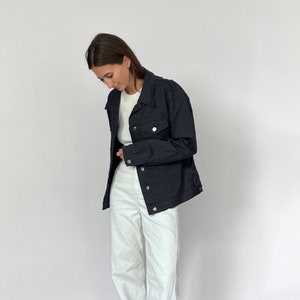 Navy Cotton Layering Jacket S/M, Vintage 90s Italian Jacket image 1