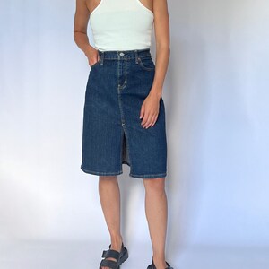 90s Ralph Lauren Knee Length Denim Skirt 30 S/M image 2