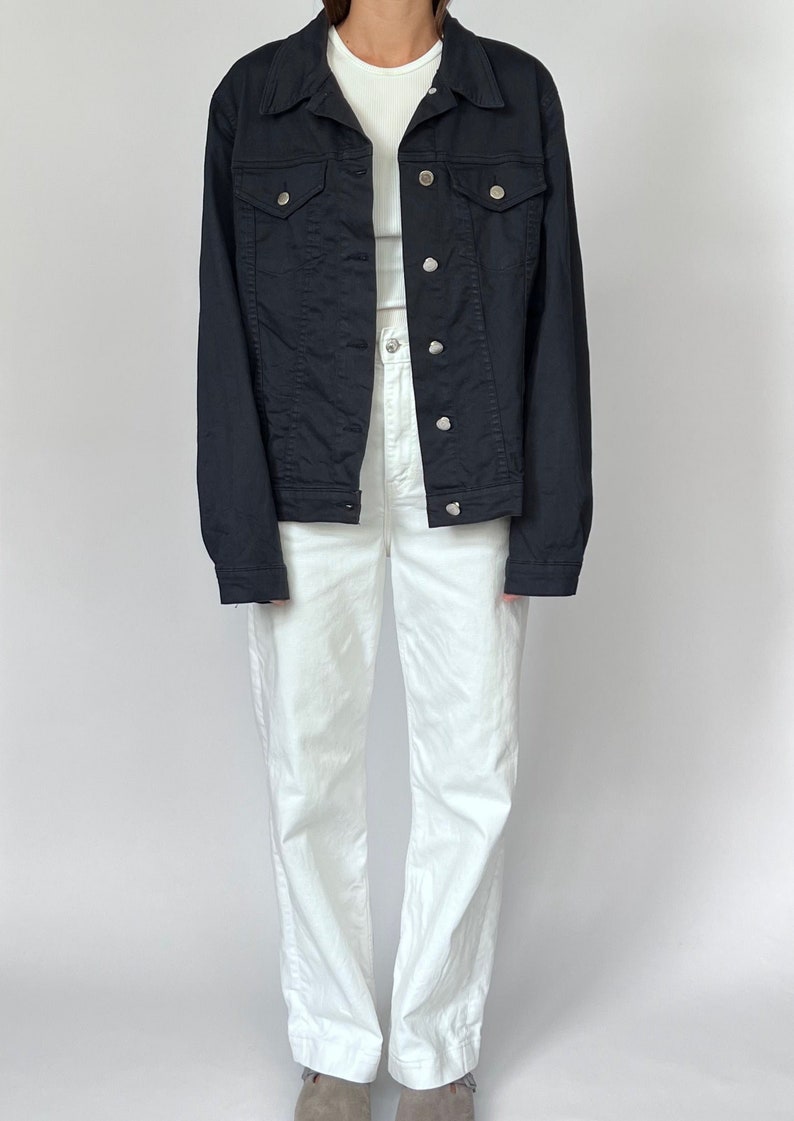 Navy Cotton Layering Jacket S/M, Vintage 90s Italian Jacket image 2