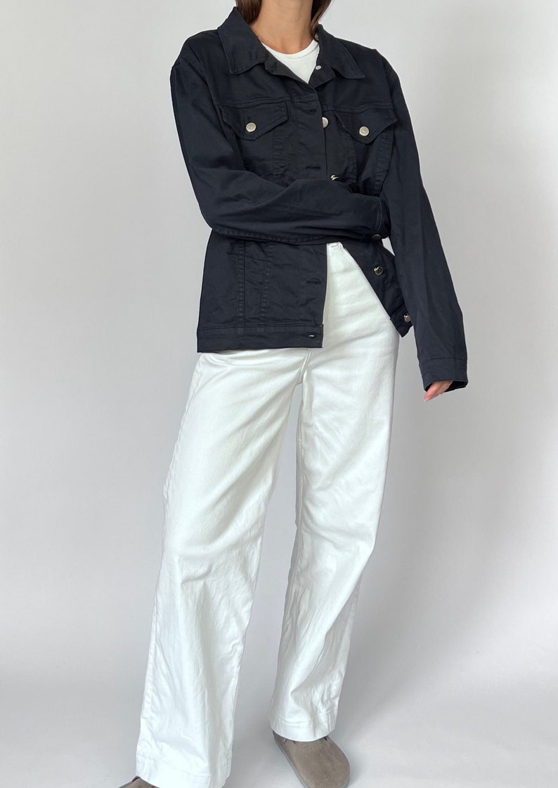 Navy Cotton Layering Jacket S/M, Vintage 90s Italian Jacket image 3