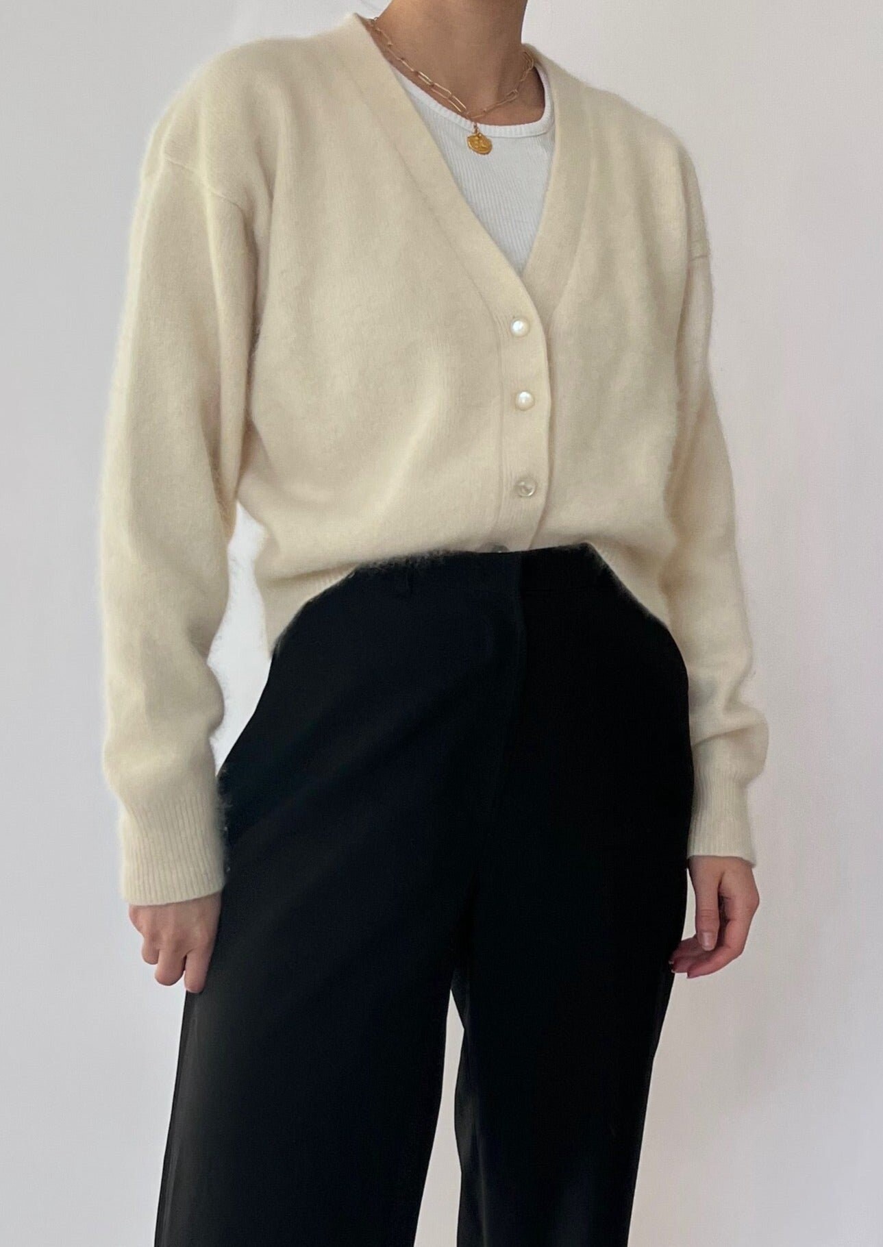 ReformeStudios Cream Angora Cardigan S M 90s Cream Cardigan 90s White Angora Cardigan Cropped Angora Cardigan S