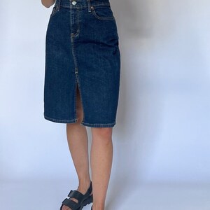 90s Ralph Lauren Knee Length Denim Skirt 30 S/M image 4