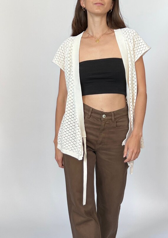 90s Gap Crochet Wrap Top XS/S, Cream Crochet Wrap… - image 5