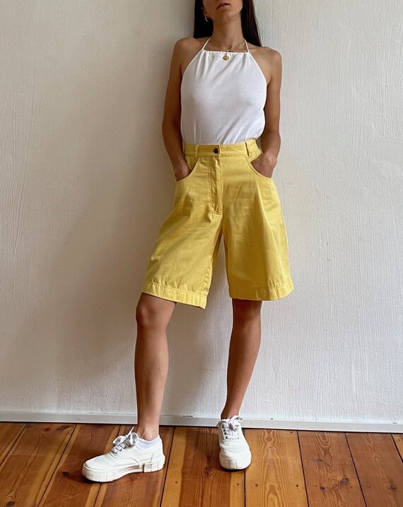 Vintage Yellow Bermuda Denim Shorts 