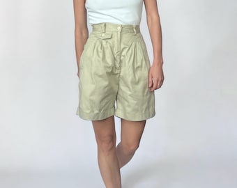 90s Cotton Safari Shorts XS, Vintage Bermuda Shorts, Knee Length Shorts