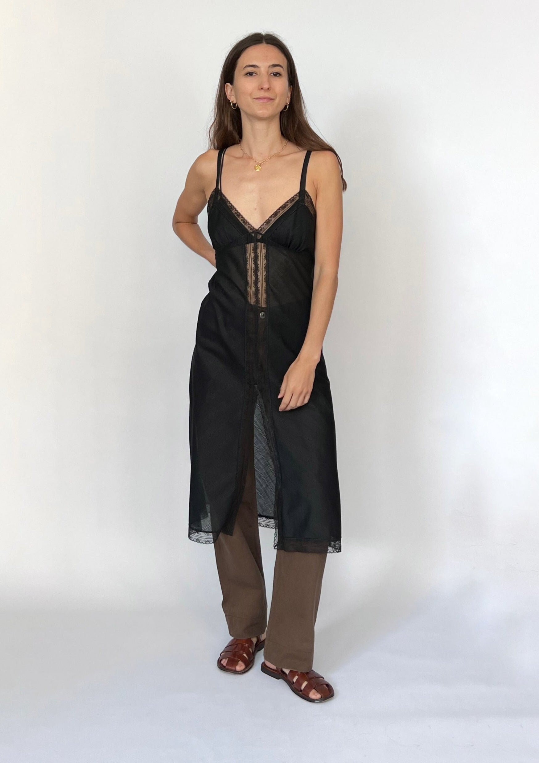 Lace Insert Slip Dress XS/S, Black Sheer Dress XS - Etsy