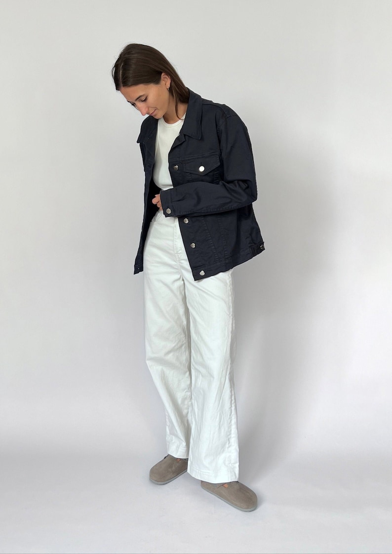 Navy Cotton Layering Jacket S/M, Vintage 90s Italian Jacket image 1