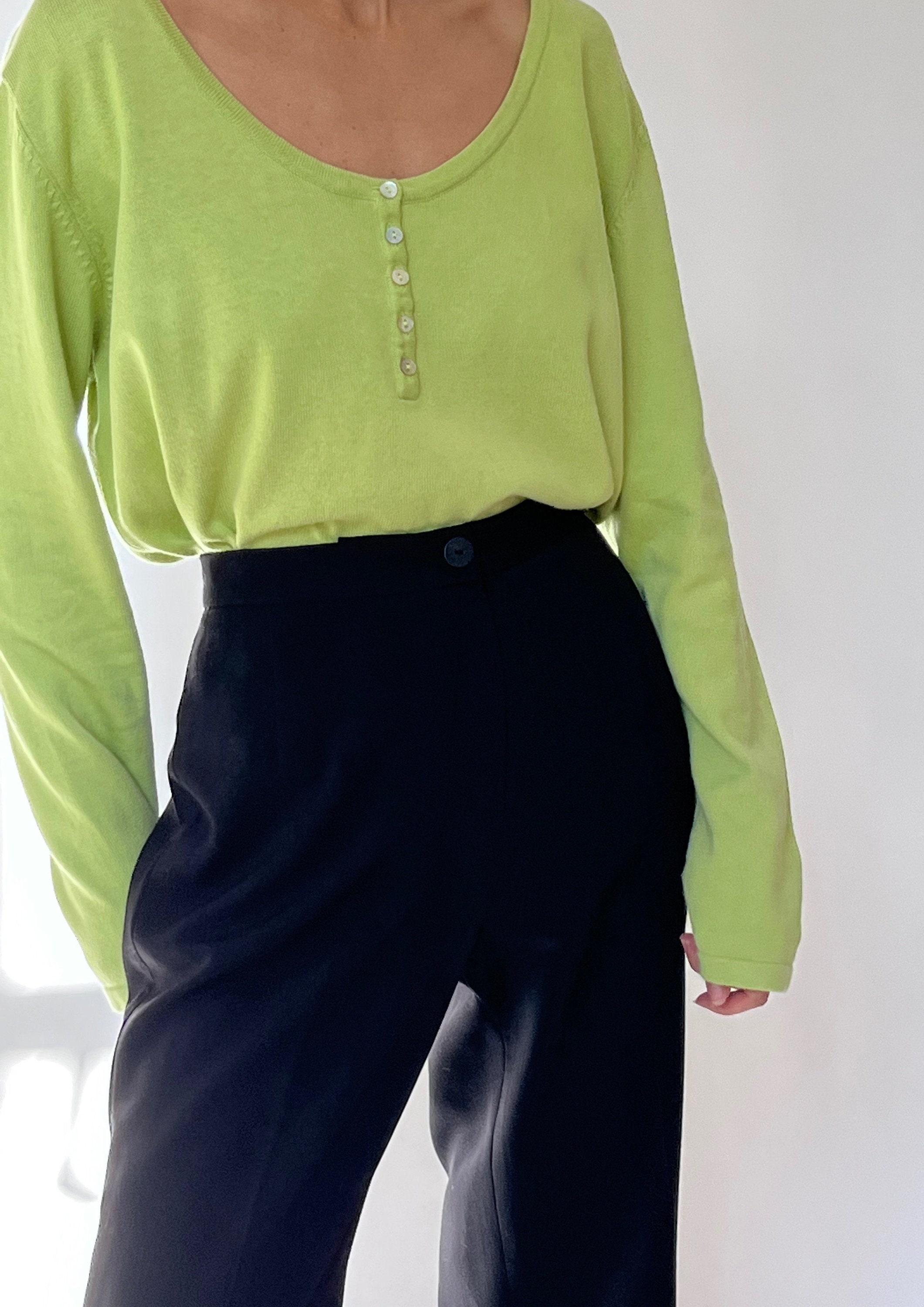1990s Lime Green Button Jumper M/L 90s Jumper Green - Etsy