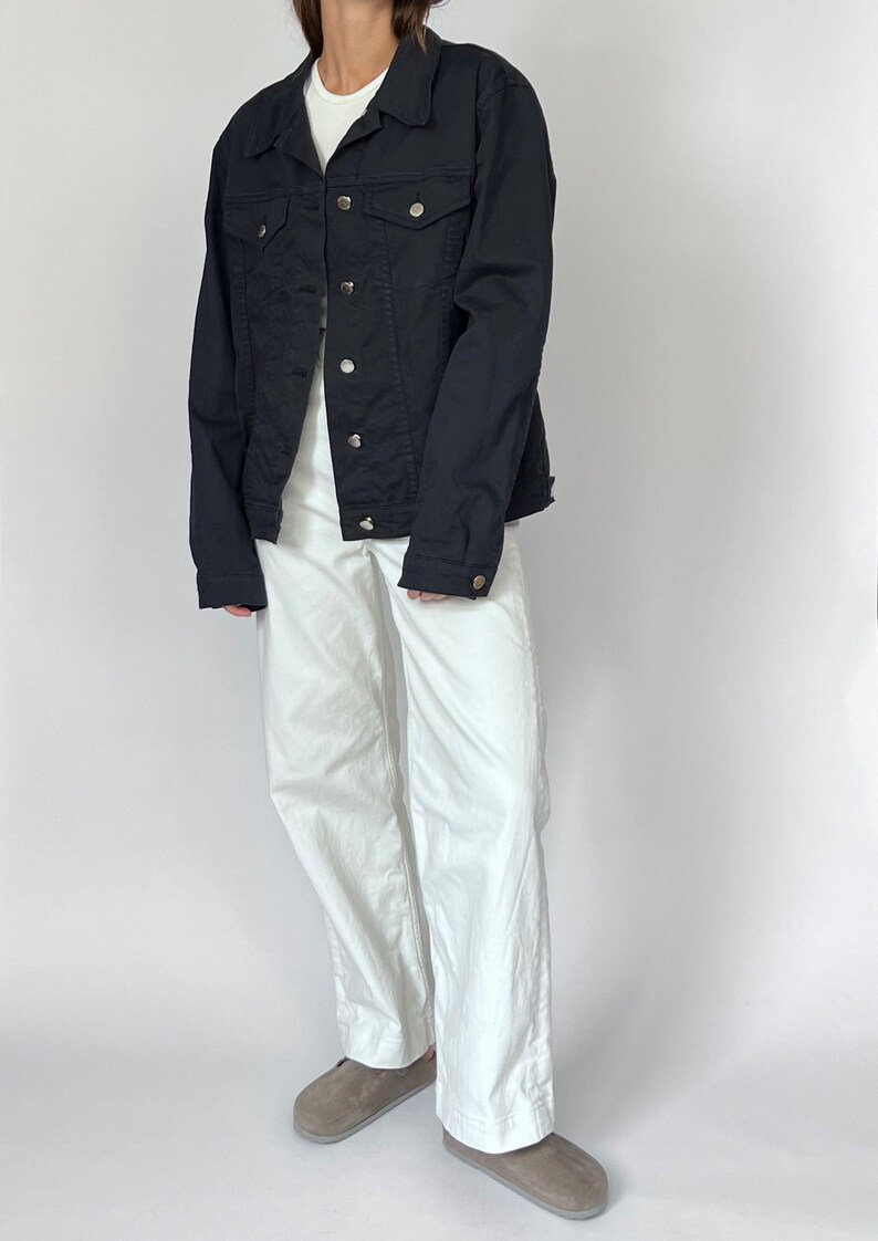 Navy Cotton Layering Jacket S/M, Vintage 90s Italian Jacket image 6