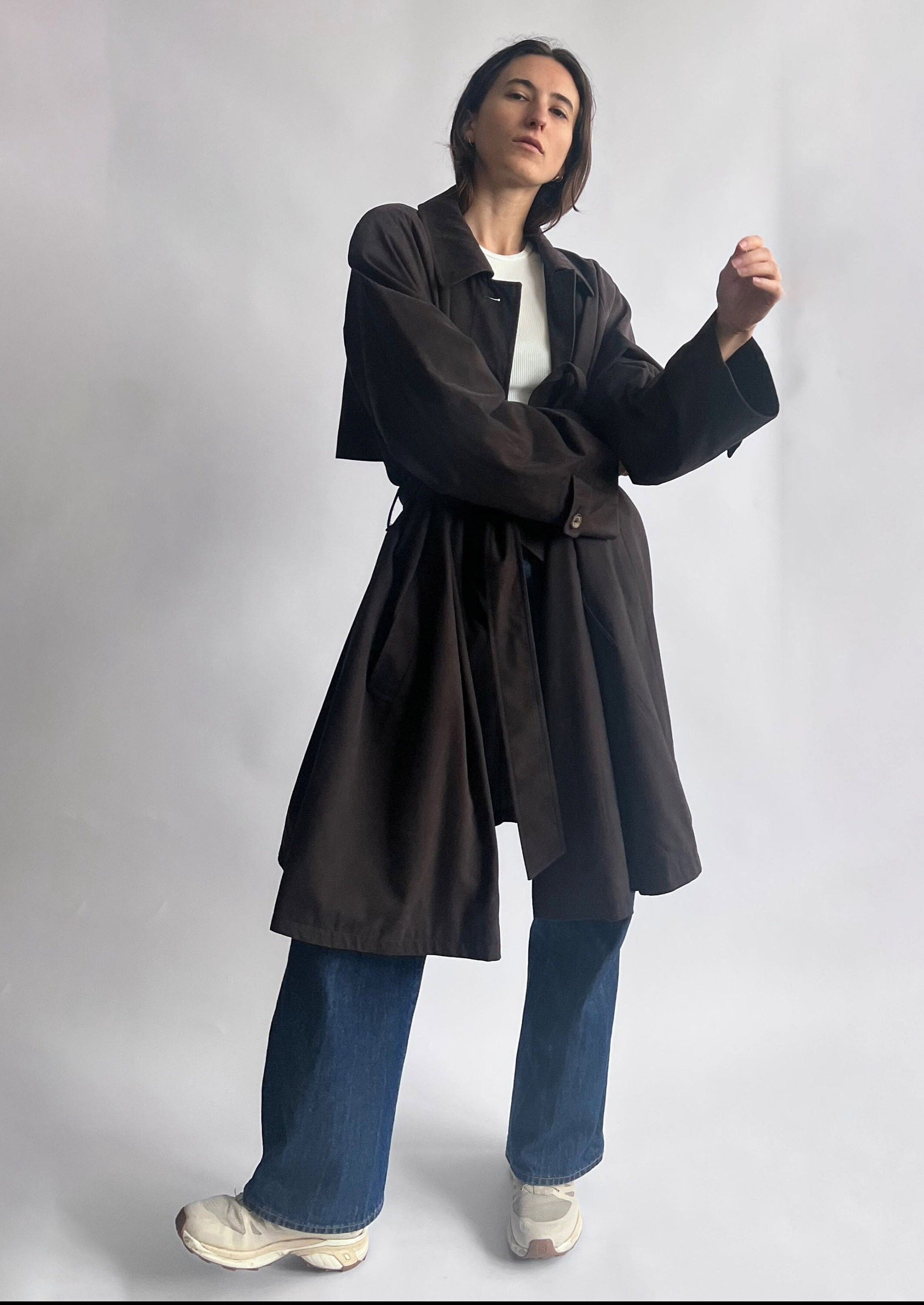 Aquascutum Brown Relaxed Trench Coat S/M, Brown vintage 90s trench coat