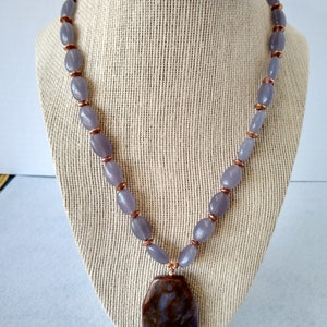 Matte Purple Fluorite, Copper and Purple Agate Necklace