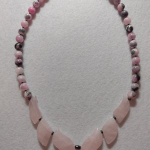 Rose Quartz Pink Flower Jade Necklace