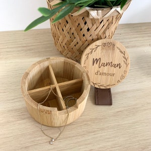Boite à bijoux en bois - fête des mères/mamie - cadeau personnalisé