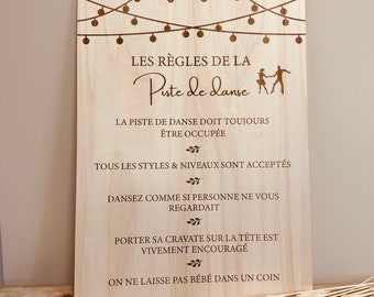 Panneau piste de danse - mariage bois