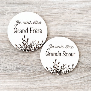 Carte bois Frère/sœur annonce naissance