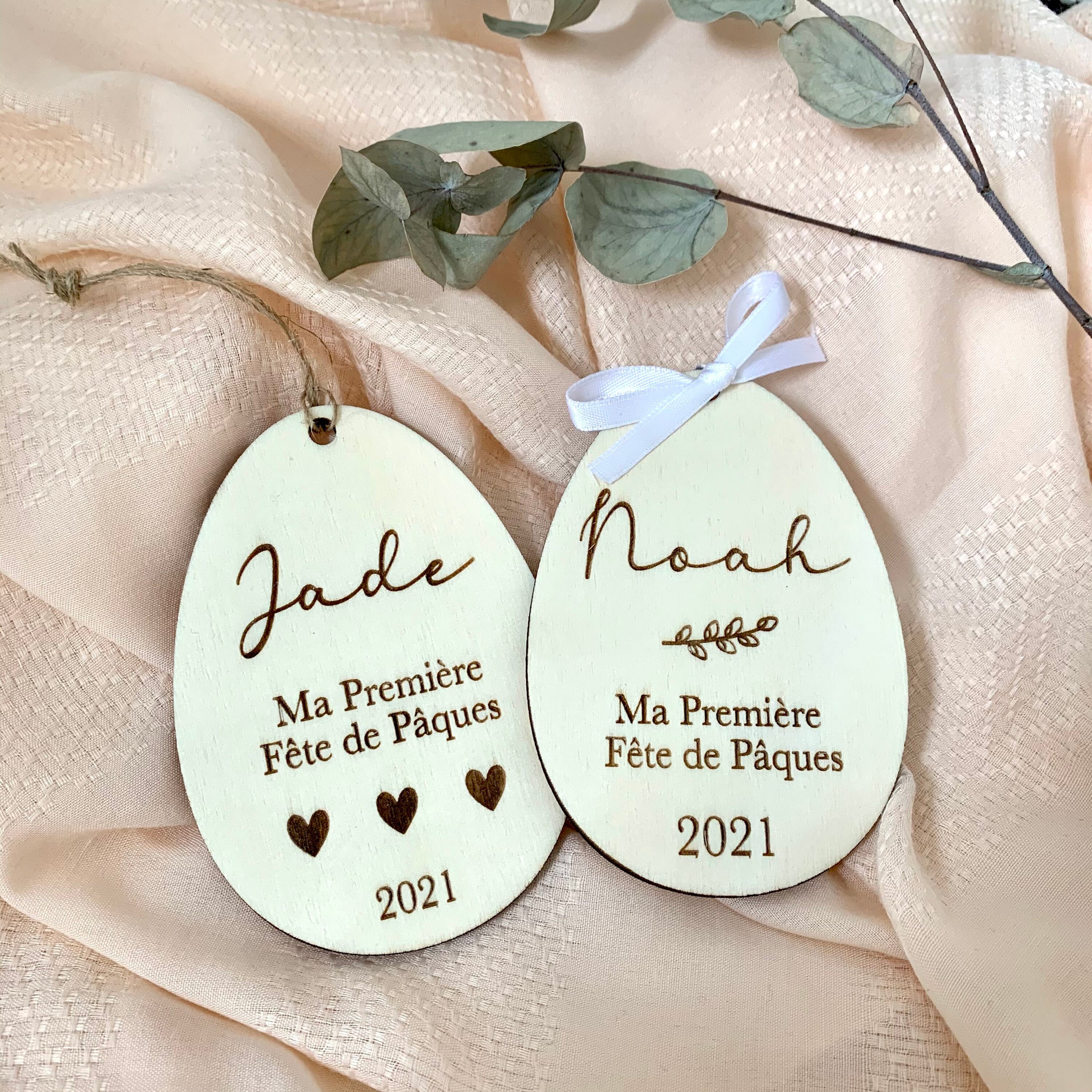 Décoration Oeuf de Pâques Bois Prénom