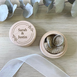 Personalized wooden wedding ring box