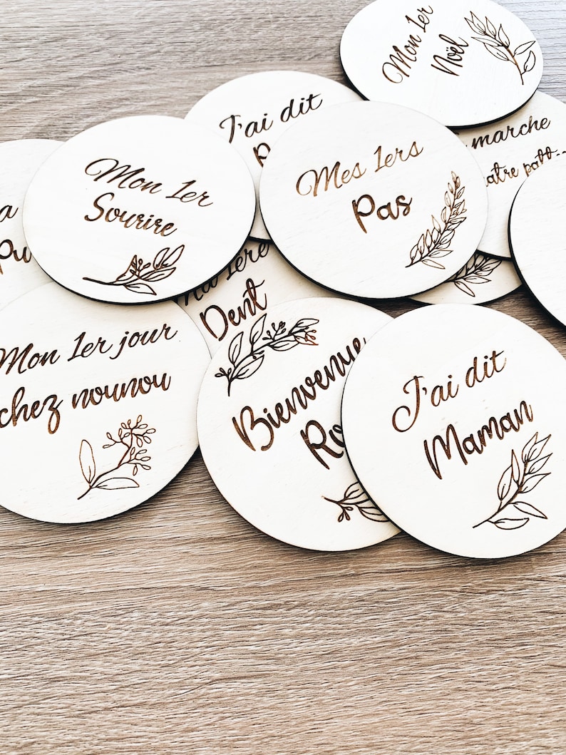 Cartes étapes bois bébé mes premières fois | Etsy