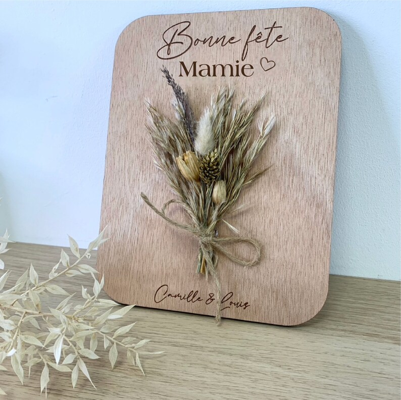 Pancarte fleurs séchées cadeau maman/mamie fête des mères image 2