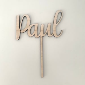 Cake topper first name wood